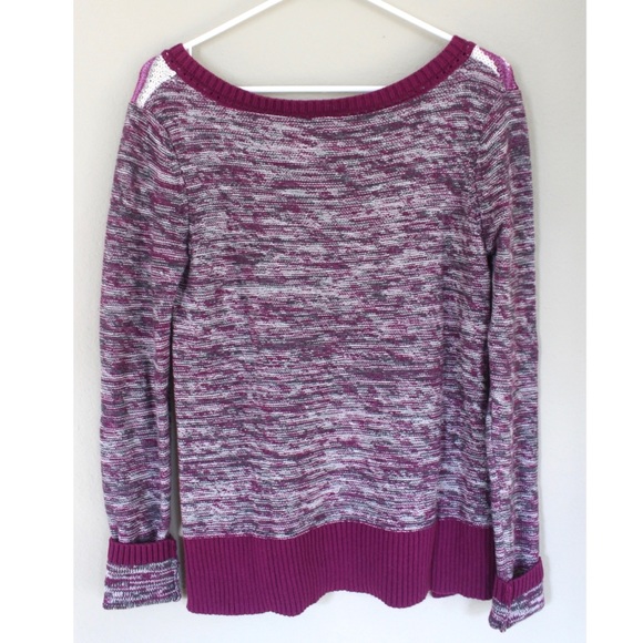 Purple White Knit Winter Long Sleeve Cute Sweater - Picture 4 of 6